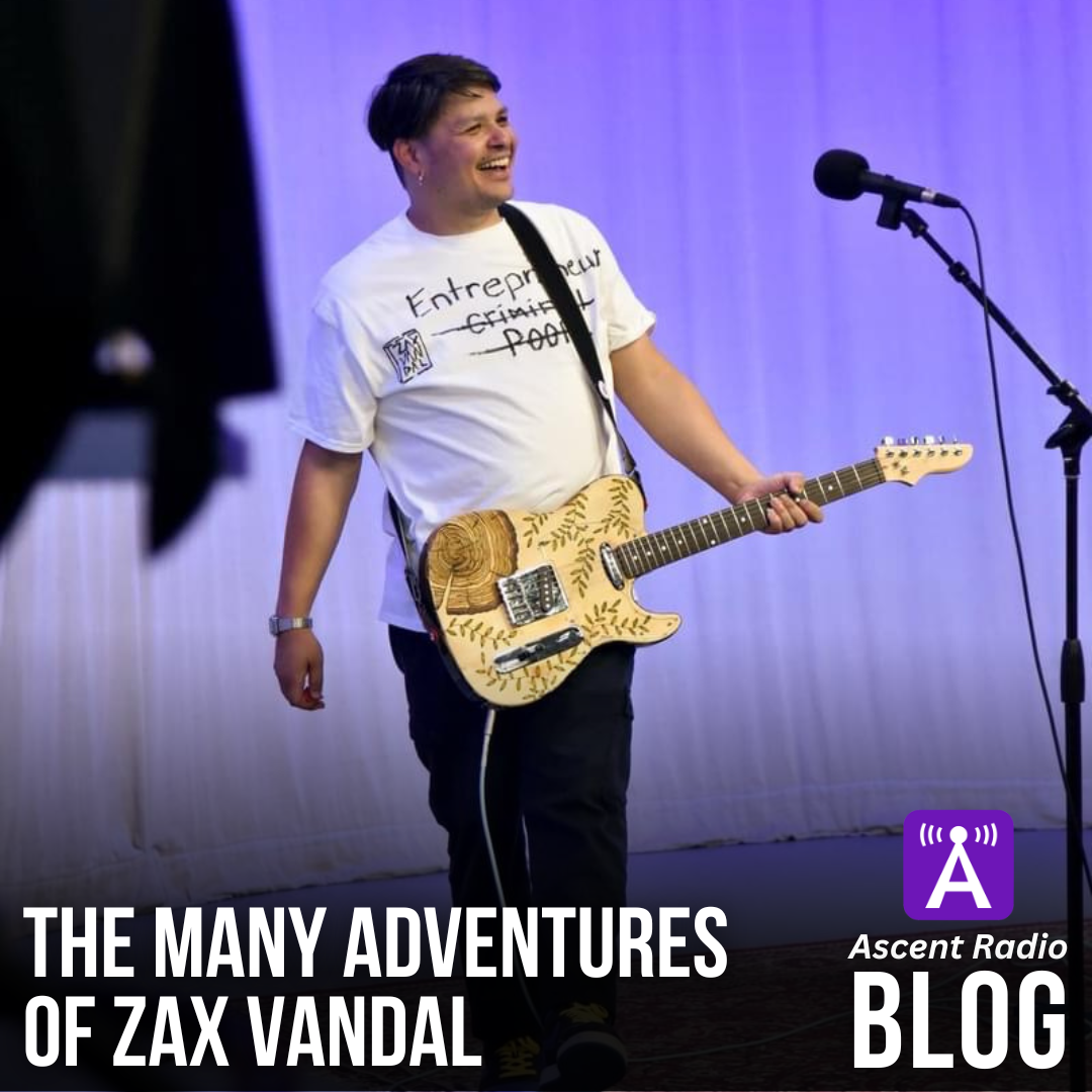 Musician Zax Vandal with a guitar